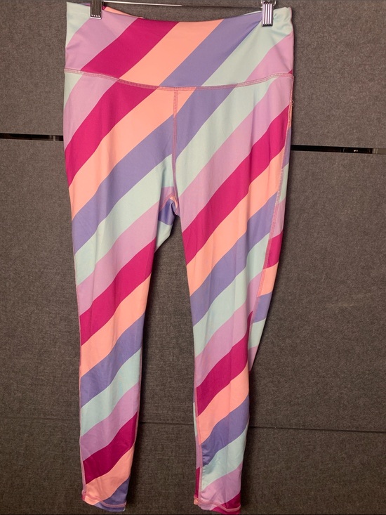 cabana bycrown &ivy Other - crown & ivy Pastel Diagonal Stripe Leggings - Pink, Peach & Lavender